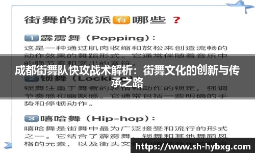 成都街舞队快攻战术解析：街舞文化的创新与传承之路